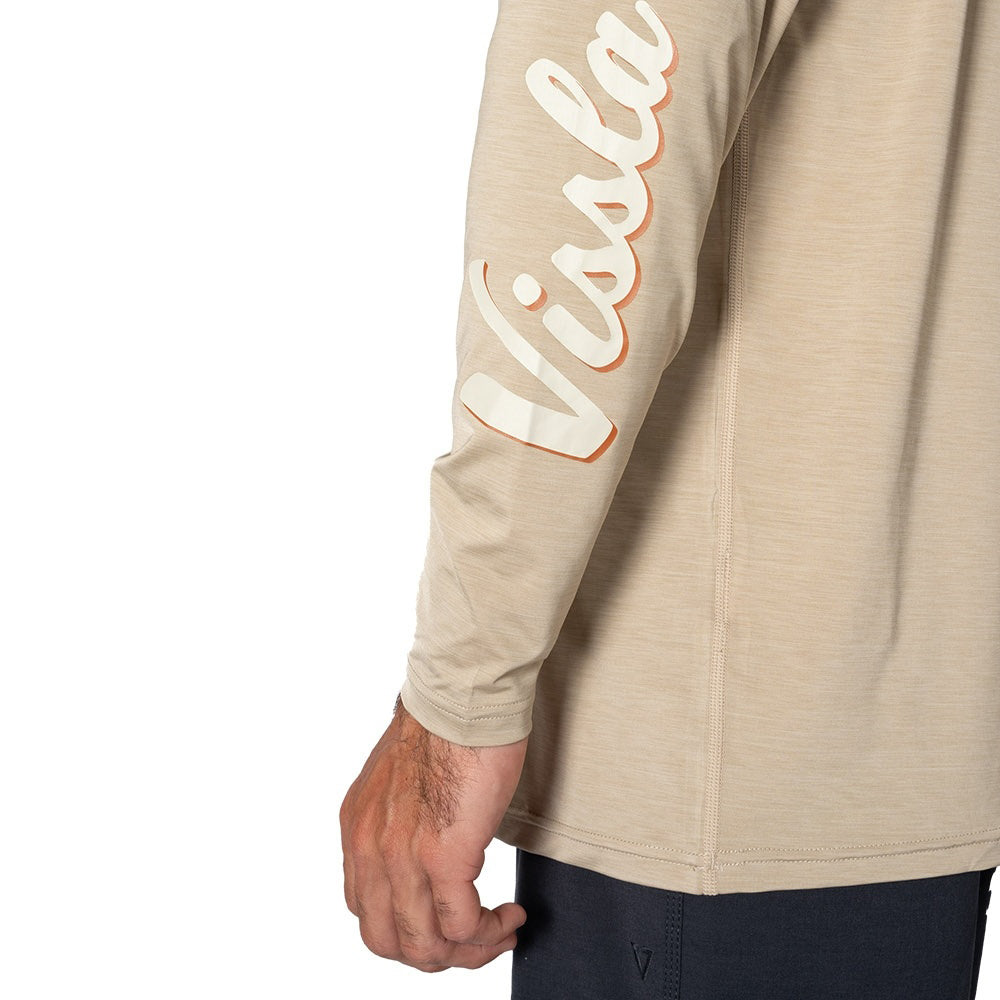VISSLA TWISTED ECO LONG SLEEVE HOODED SUN SHIRT - SAND