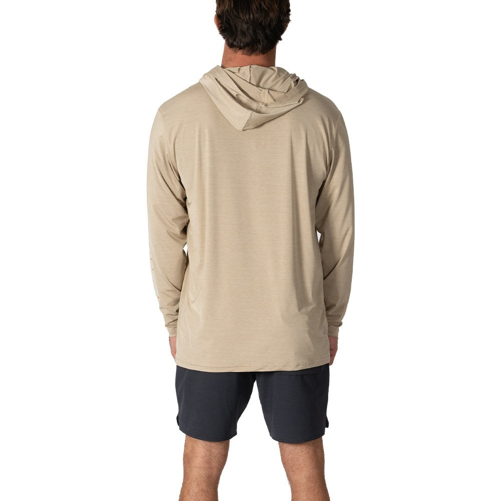 VISSLA TWISTED ECO LONG SLEEVE HOODED SUN SHIRT - SAND