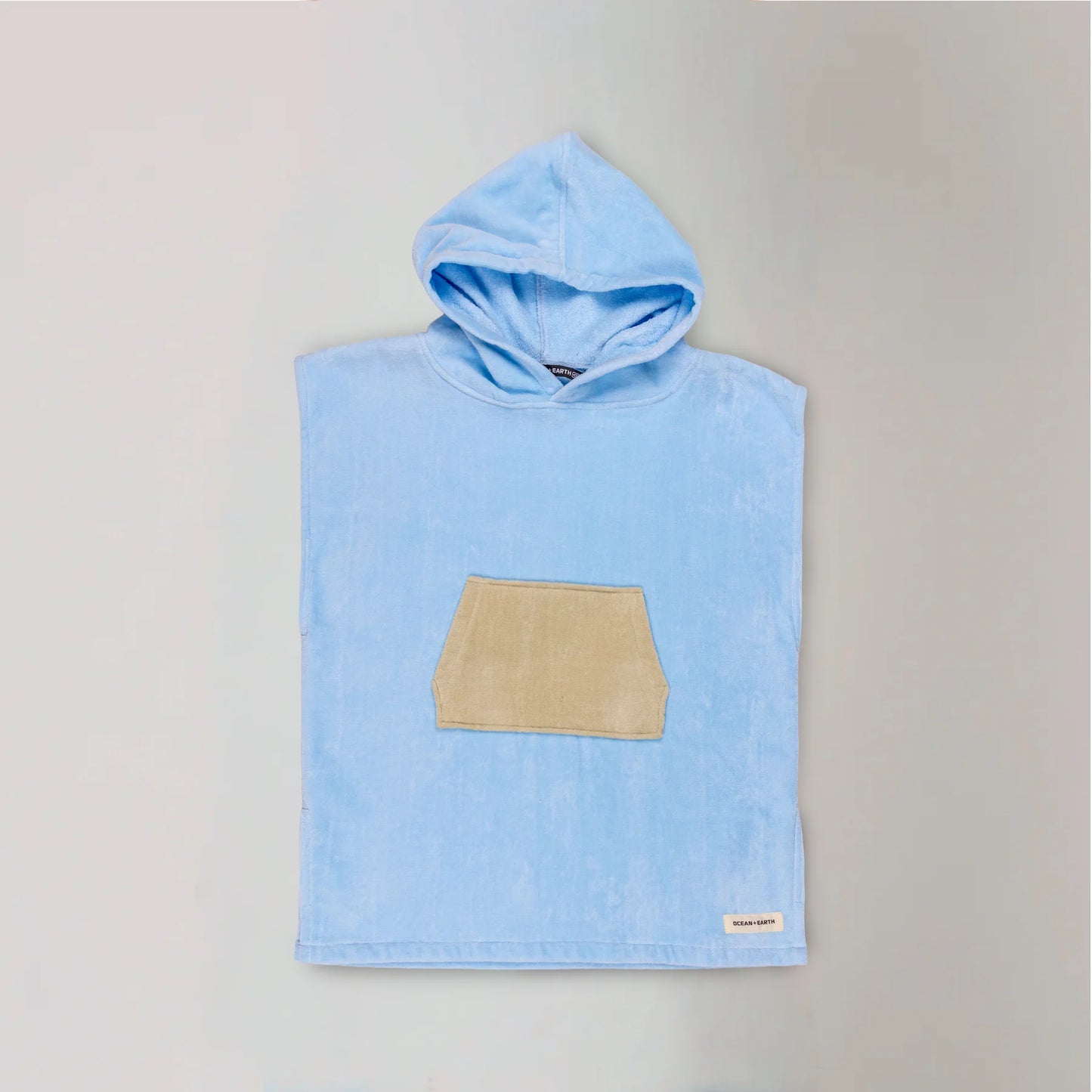 O&E TODDLERS HOODED PONCHO - PALE BLUE