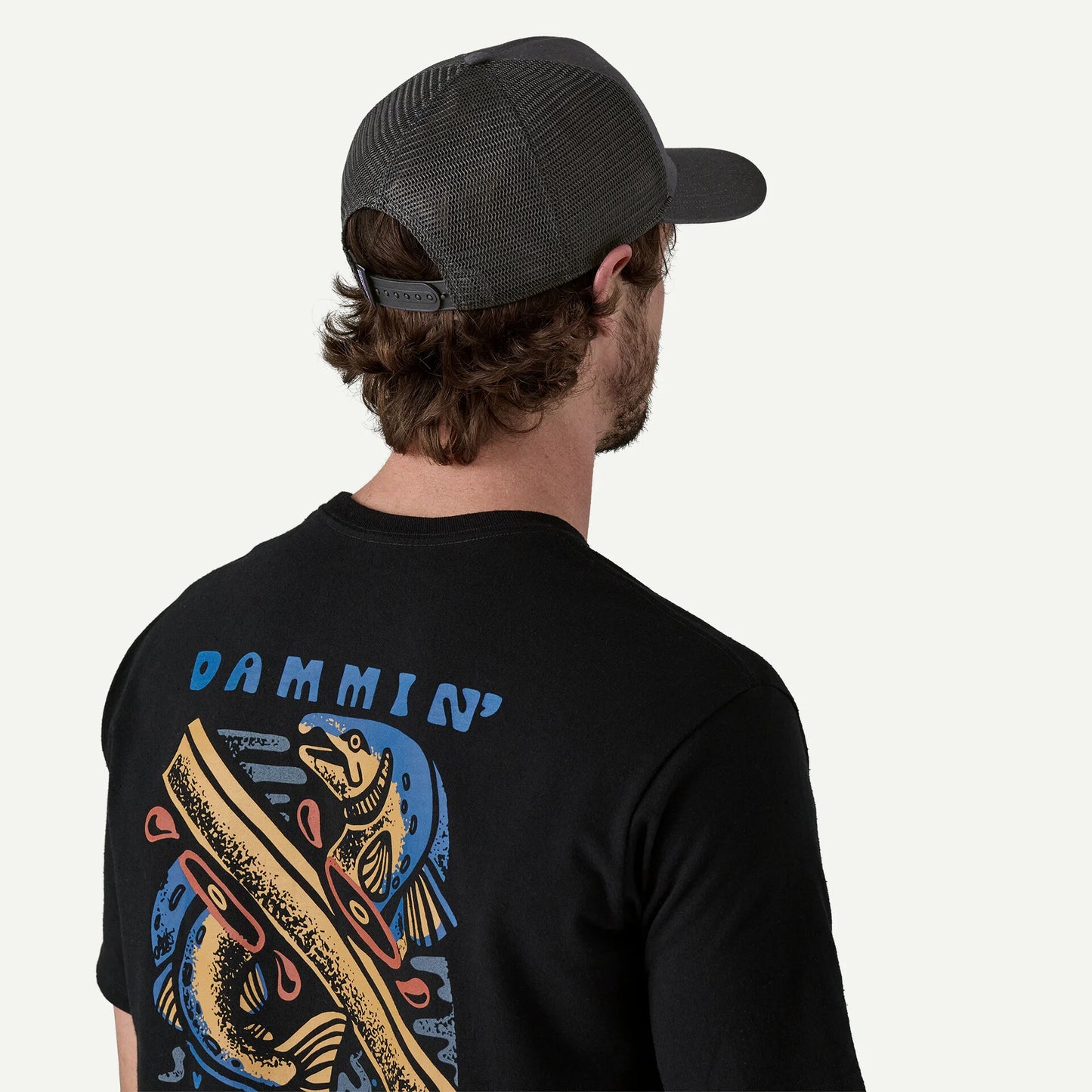 PATAGONIA RELAXED TRUCKER HAT - TEXT LOGO: INK BLACK