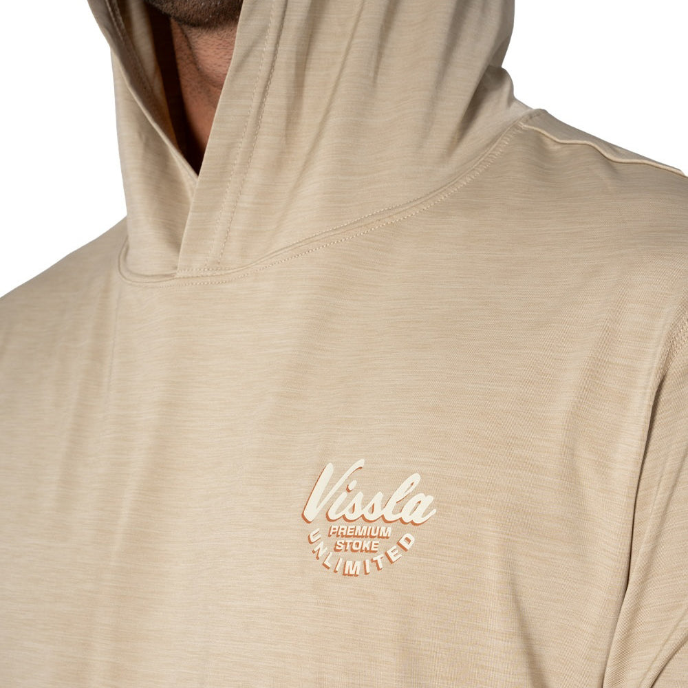 VISSLA TWISTED ECO LONG SLEEVE HOODED SUN SHIRT - SAND