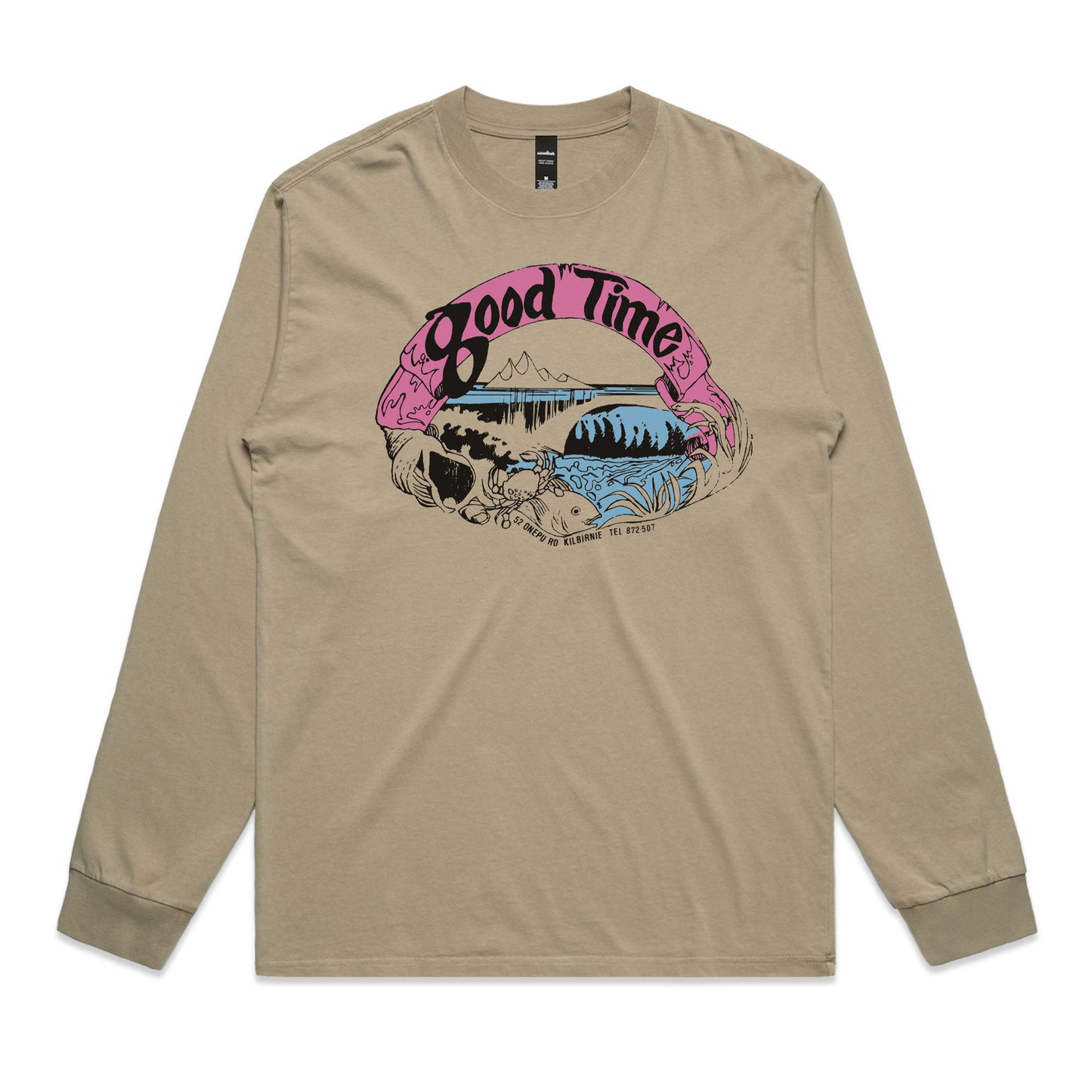 GOODTIME SURFBOARDS OG LOGO L/SL HEAVY TEE - KHAKI - 2024