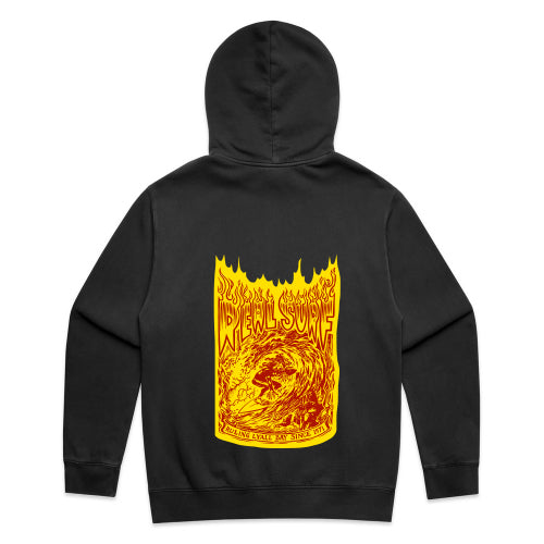 REAL SURF GOOFY FLAME RELAX FADED HOOD - BLACK