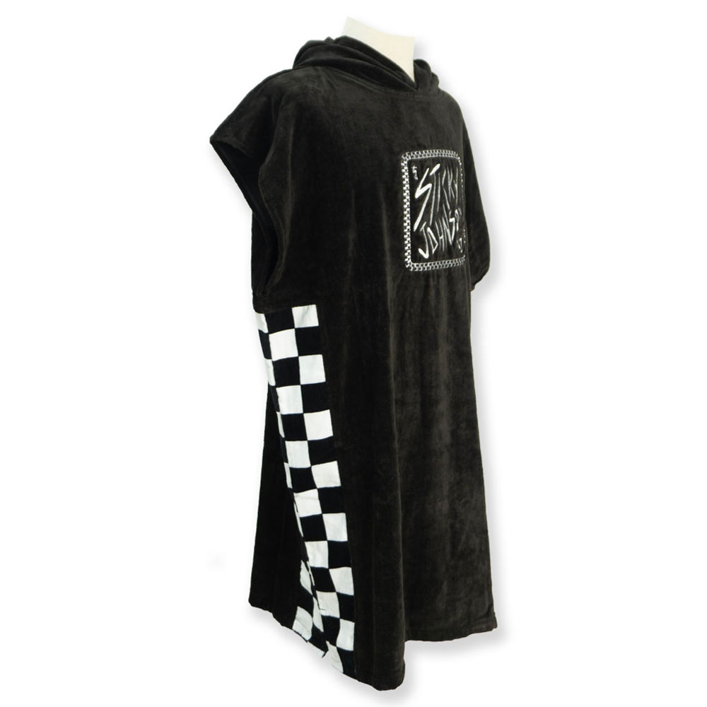 STICKY JOHNSON CHECKER BLACK HOODED TOWEL