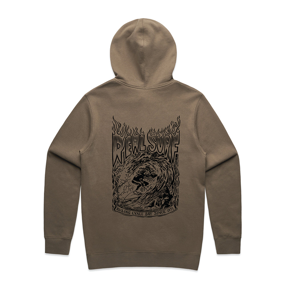 REAL SURF GOOFY FLAMES HOODIE - WALNUT