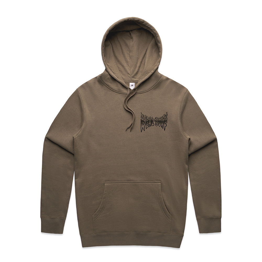 REAL SURF GOOFY FLAMES HOODIE - WALNUT