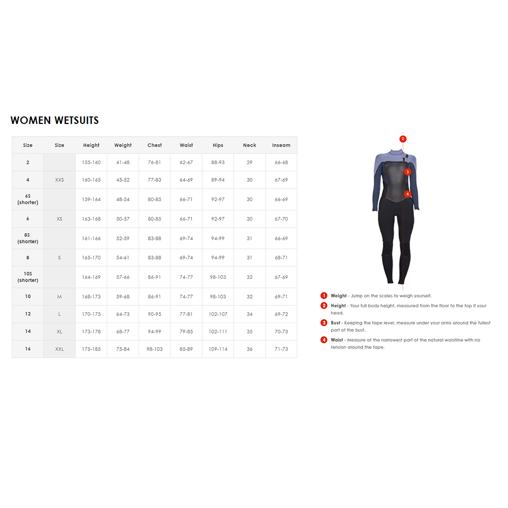 O'NEILL WMNS HYPERFREAK CZ LS 2MM SPRINGSUIT SHADE