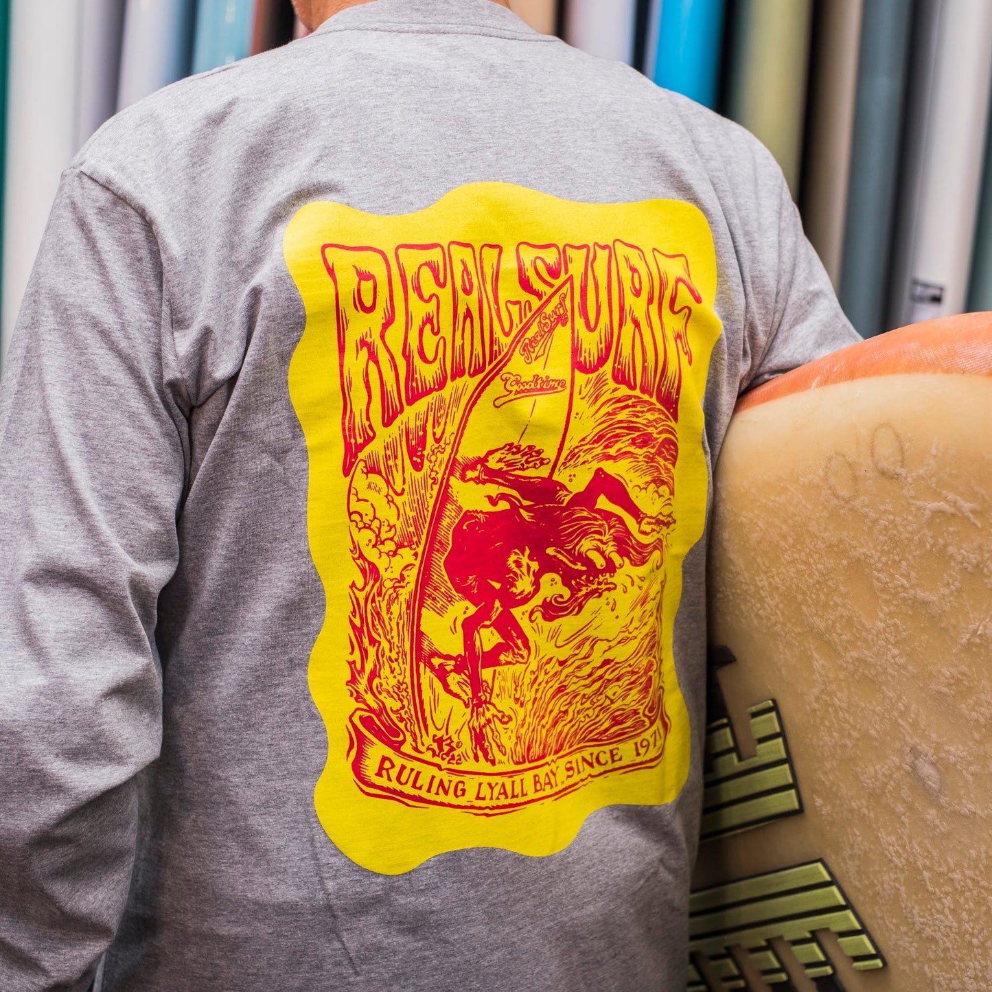 REAL SURF CLASSIC L/SL TEE GREY MARLE