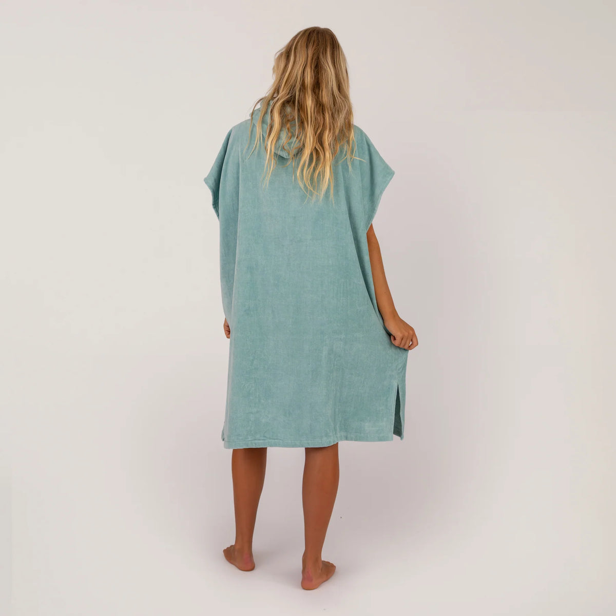 O&E DAYDREAM HOODED PONCHO - DUSTY TURQUOISE