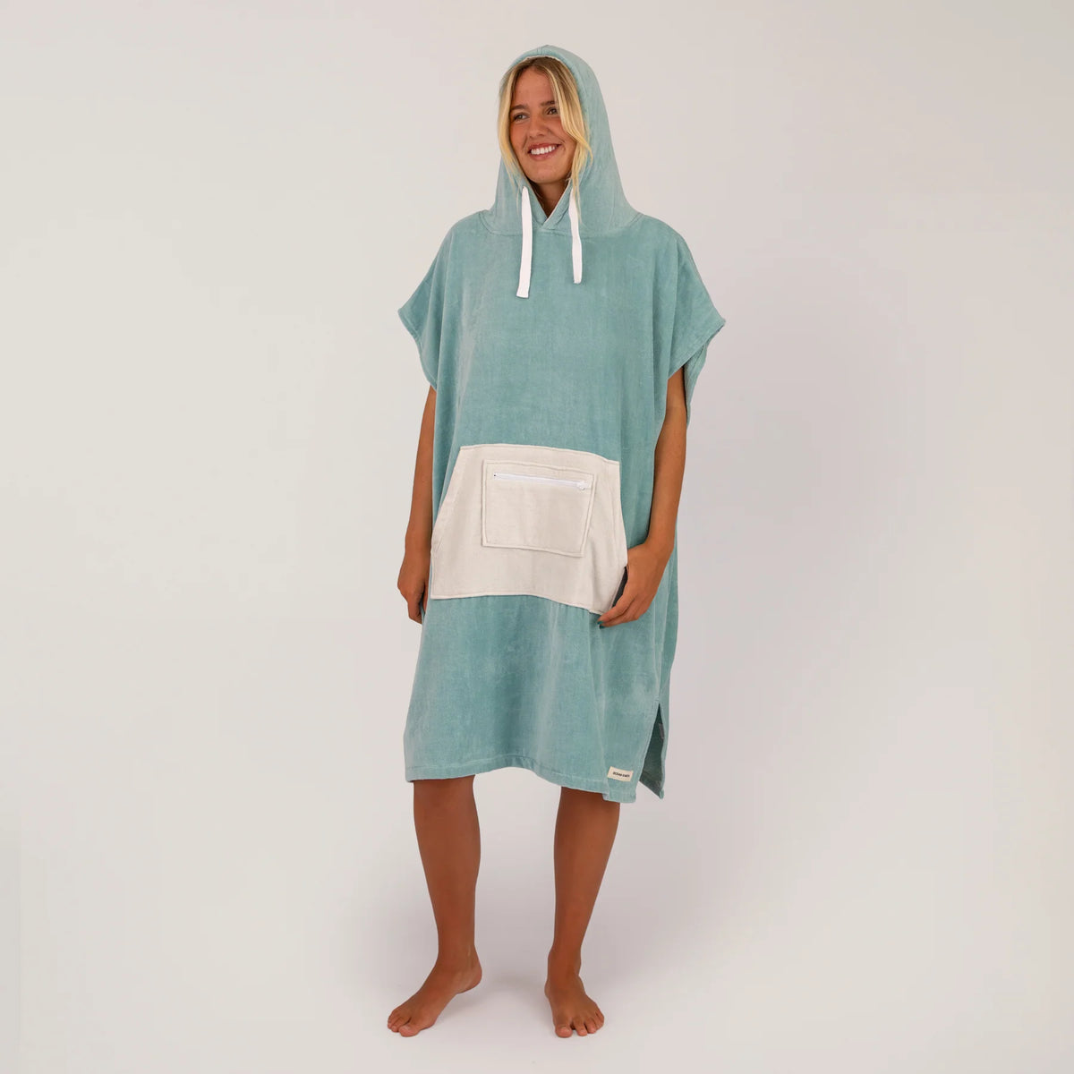 O&E DAYDREAM HOODED PONCHO - DUSTY TURQUOISE