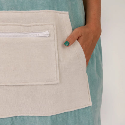 O&E DAYDREAM HOODED PONCHO - DUSTY TURQUOISE