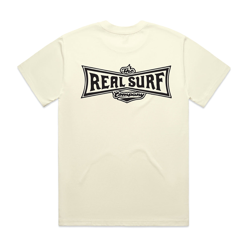 REAL SURF CLASSIC LOGO HEAVY S/SL TEE - BUTTER