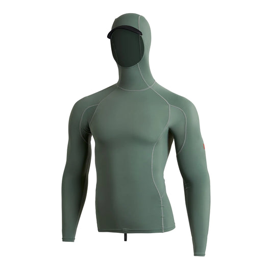 FLORENCE UTILITY LONG SLEEVE POCKET HOODED RASH GUARD - DARK SAGE