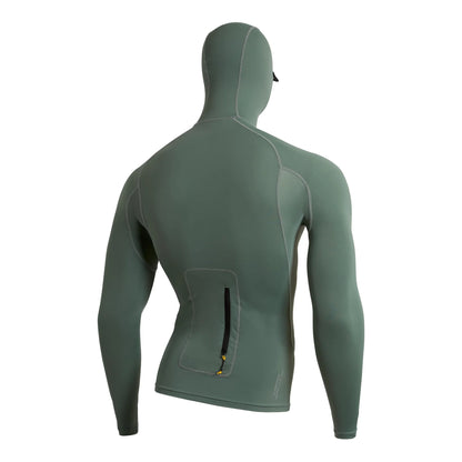 FLORENCE UTILITY LONG SLEEVE POCKET HOODED RASH GUARD - DARK SAGE