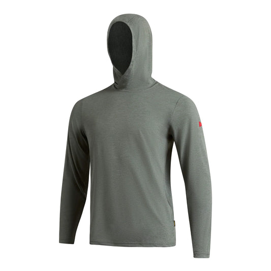 FLORENCE AIRTEX LONG SLEEVE HOODED SHIRT - HEATHER DARK SAGE