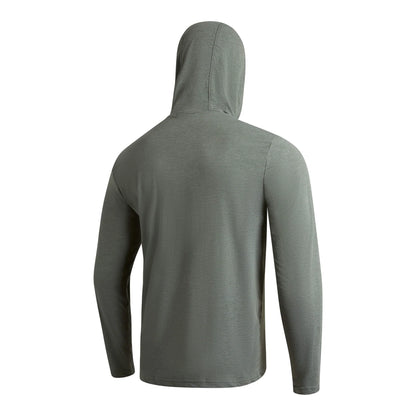 FLORENCE AIRTEX LONG SLEEVE HOODED SHIRT - HEATHER DARK SAGE