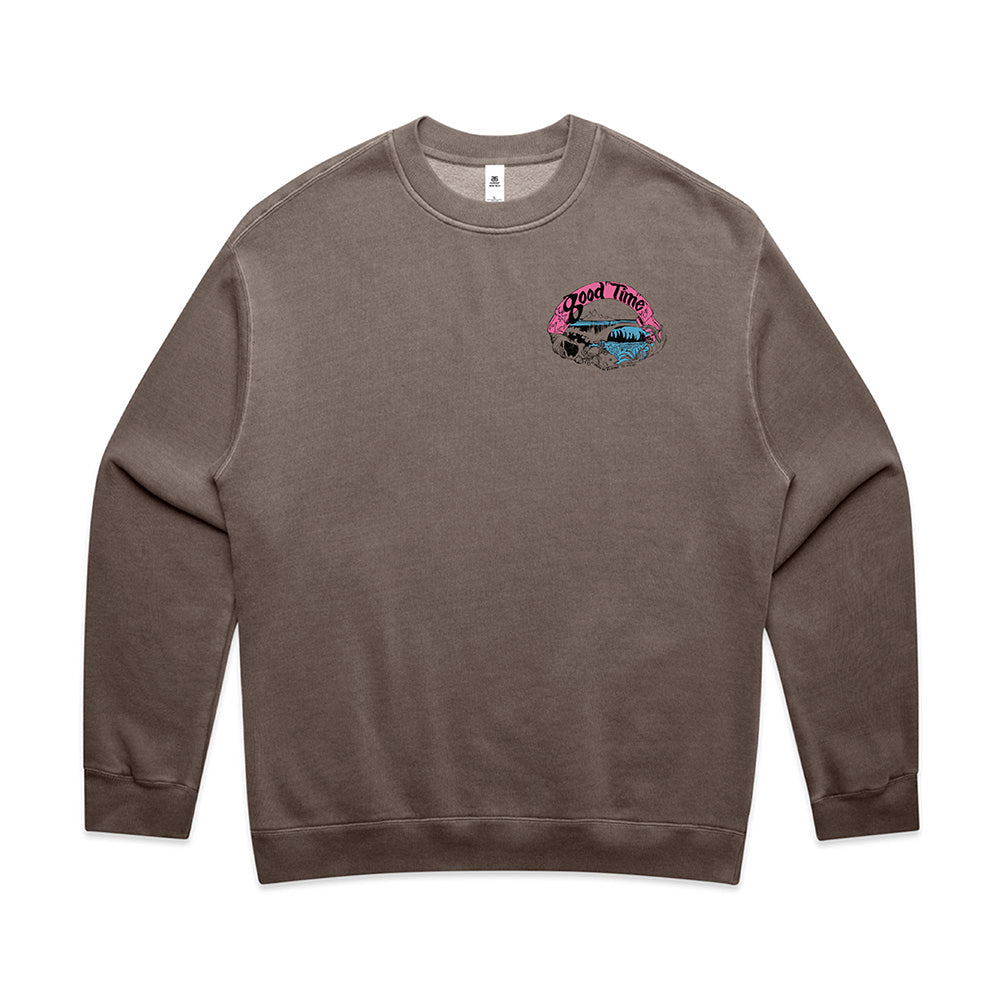 GOODTIME SURFBOARDS OG LOGO RELAX FADED CREW - GREY