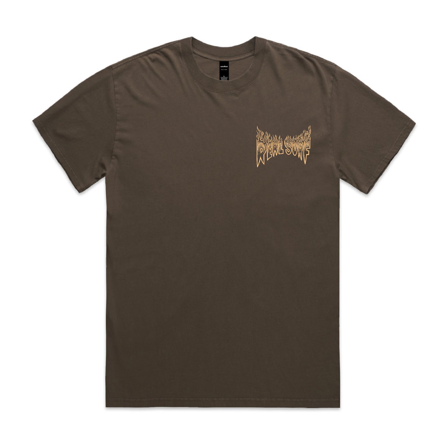 REAL SURF GOOFY FLAME HEAVY FADED TEE - BROWN