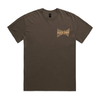 REAL SURF GOOFY FLAME HEAVY FADED TEE - BROWN