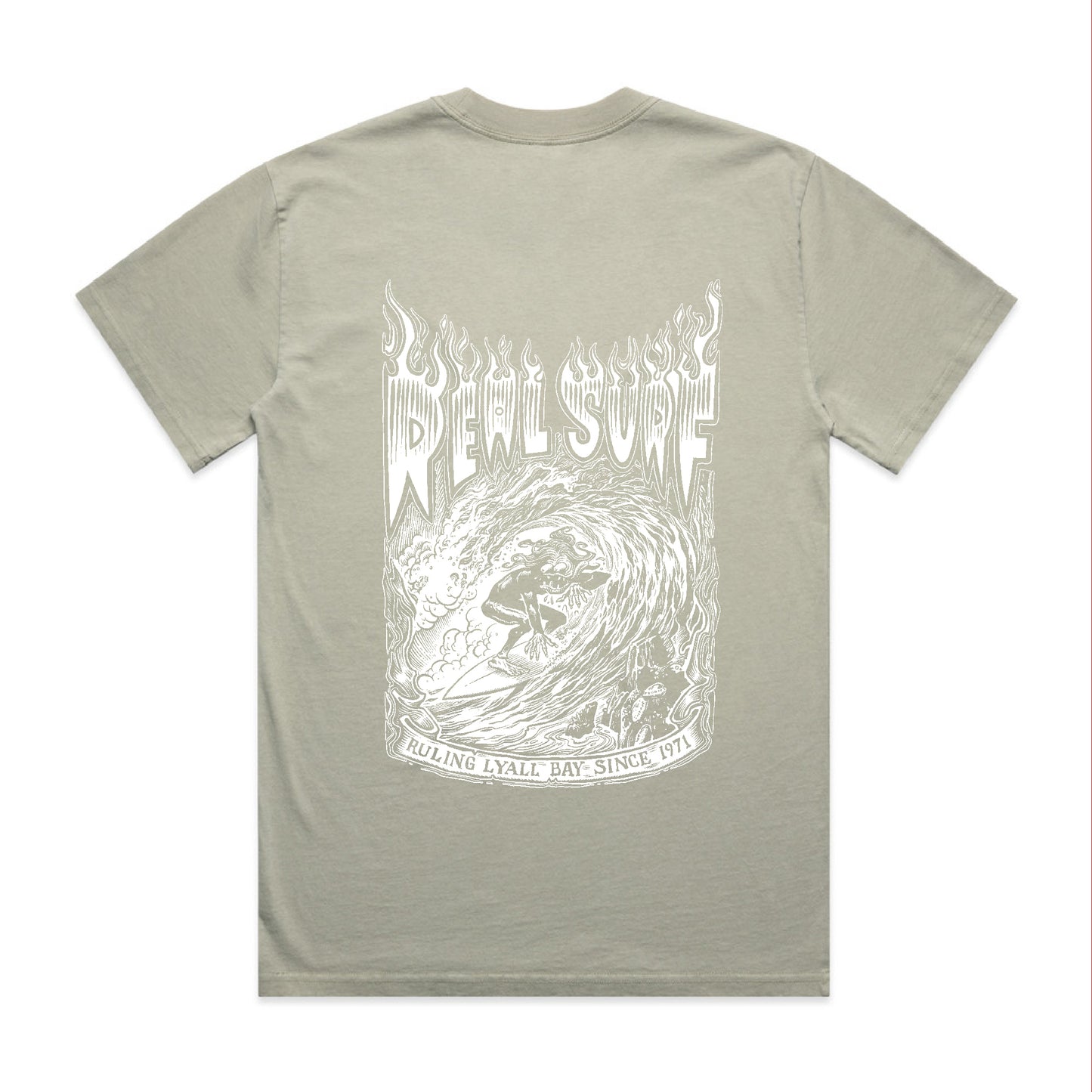 REAL SURF GOOFY FLAME HEAVY FADED TEE - EUCALYPTUS