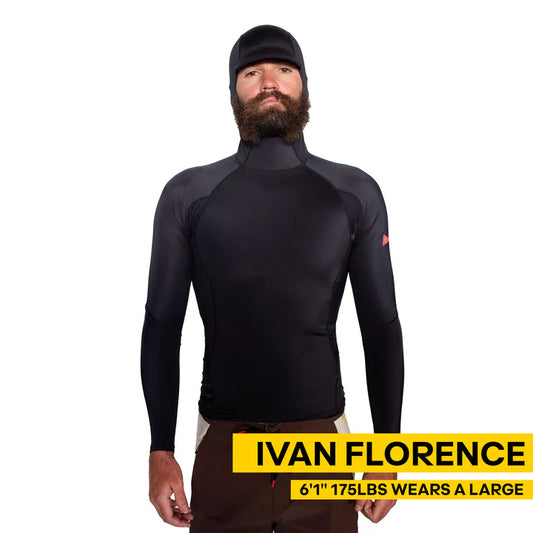 FLORENCE UTILITY LONG SLEEVE POCKET HOODED RASH GUARD - BLACK