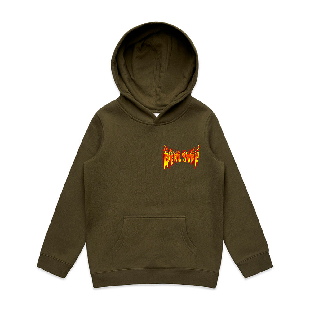 REAL SURF YOUTH GOOFY FLAME HOODIE - ARMY