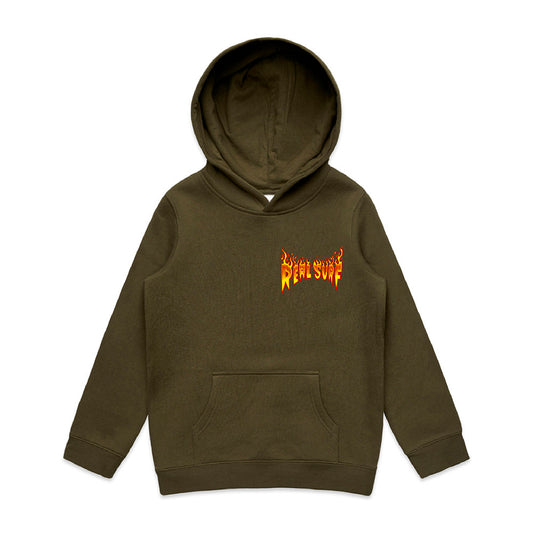 REAL SURF YOUTH GOOFY FLAME HOODIE - ARMY