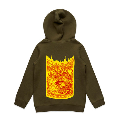 REAL SURF YOUTH GOOFY FLAME HOODIE - ARMY