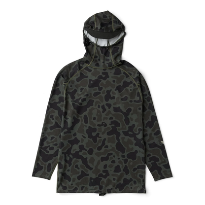 VISSLA MENS WARM SEAS LS ECO HOODED RASH GUARD - CAMO