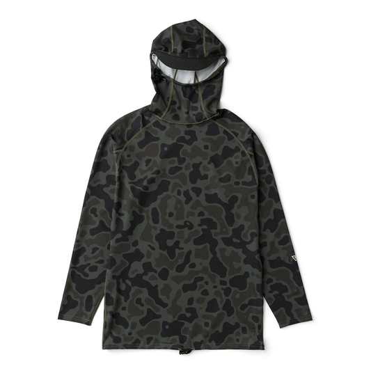 VISSLA MENS WARM SEAS LS ECO HOODED RASH GUARD - CAMO