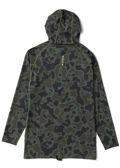 VISSLA MENS WARM SEAS LS ECO HOODED RASH GUARD - CAMO