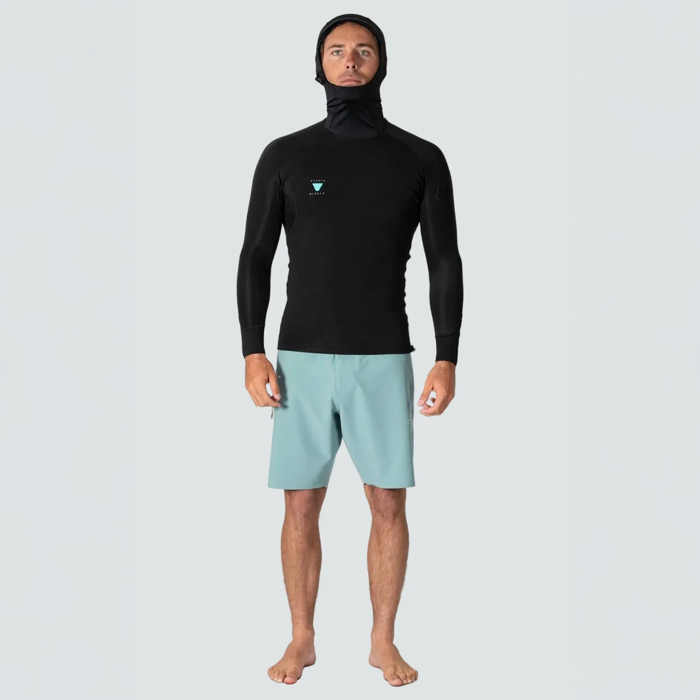 VISSLA MENS HIGH SEAS II HOODED LS WETSUIT JACKET - BLACK