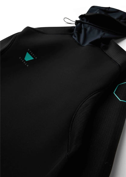 VISSLA MENS HIGH SEAS II HOODED LS WETSUIT JACKET - BLACK
