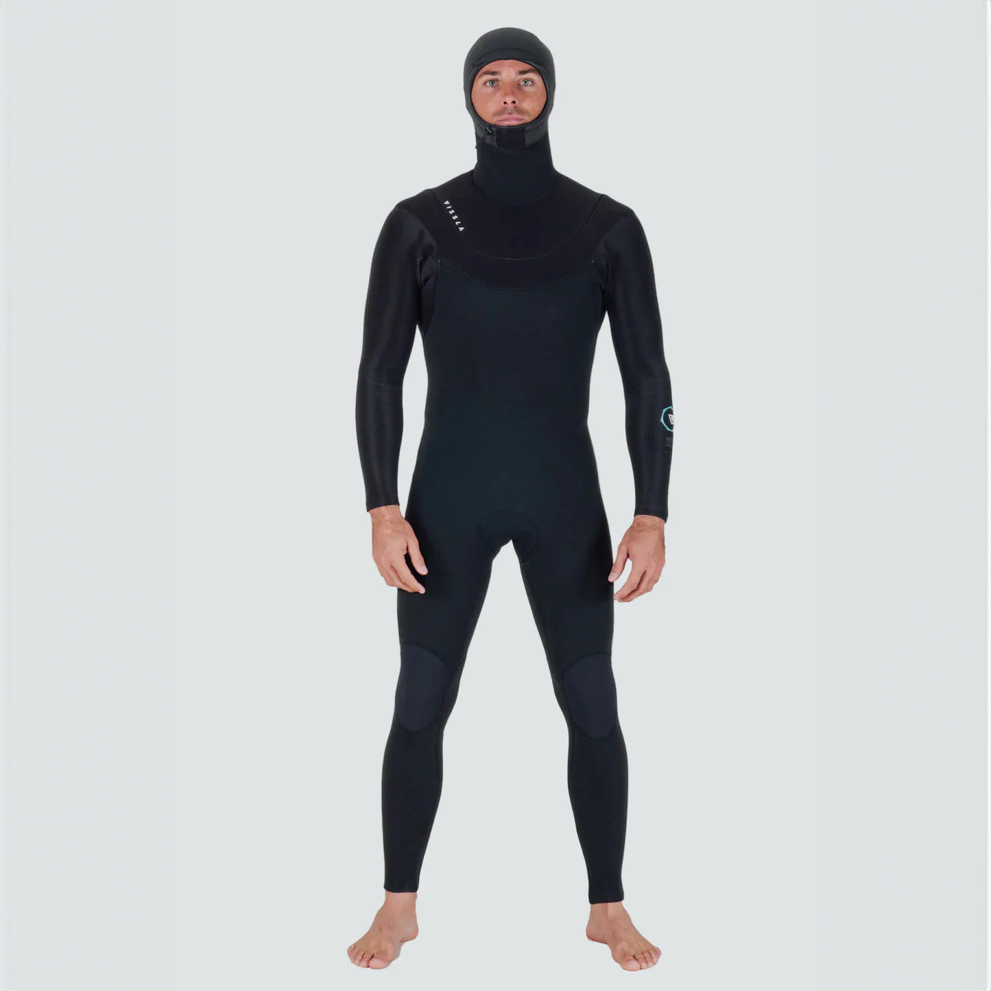 VISSLA MENS NEW SEAS 4/3MM U ZIP FULL W/HOOD - BLACK