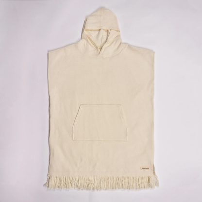 O&E WMNS WAFFLE HOODED PONCHO - ANTIQUE WHITE