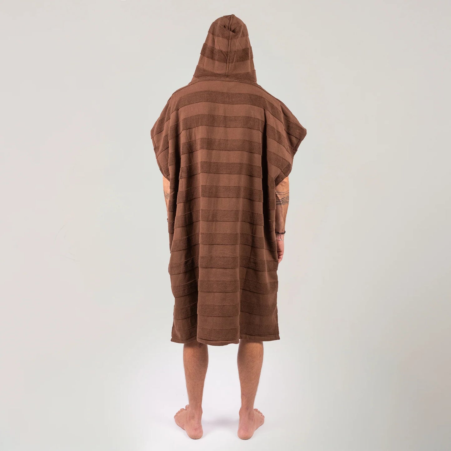 O&E LAYZ HOODED PONCHO - COCOA