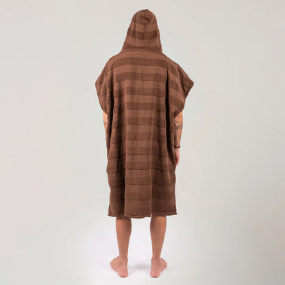 O&E LAYZ HOODED PONCHO - COCOA