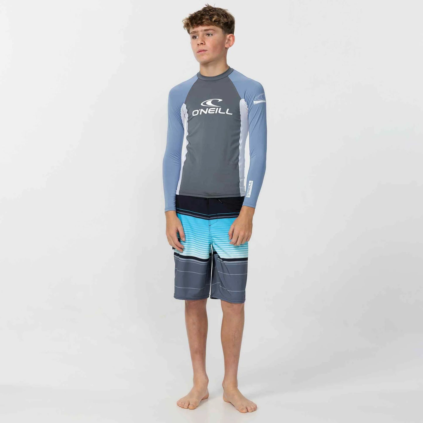 O'NEILL YOUTH BASIC LS RASH VEST - FADED DENIM
