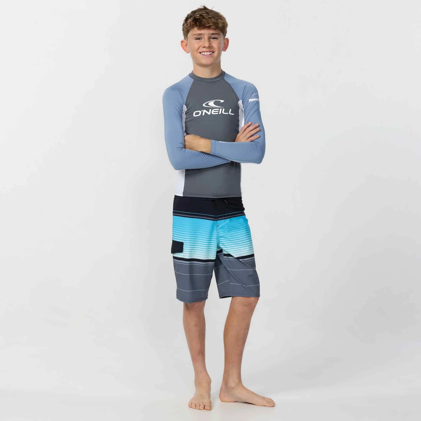 O'NEILL YOUTH BASIC LS RASH VEST - FADED DENIM