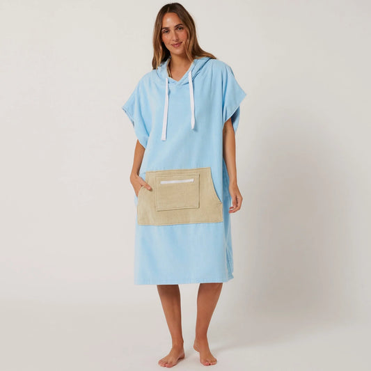 O&E DAYDREAM HOODED PONCHO - PALE BLUE