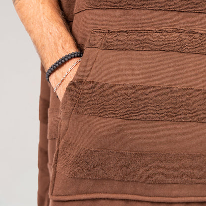 O&E LAYZ HOODED PONCHO - COCOA