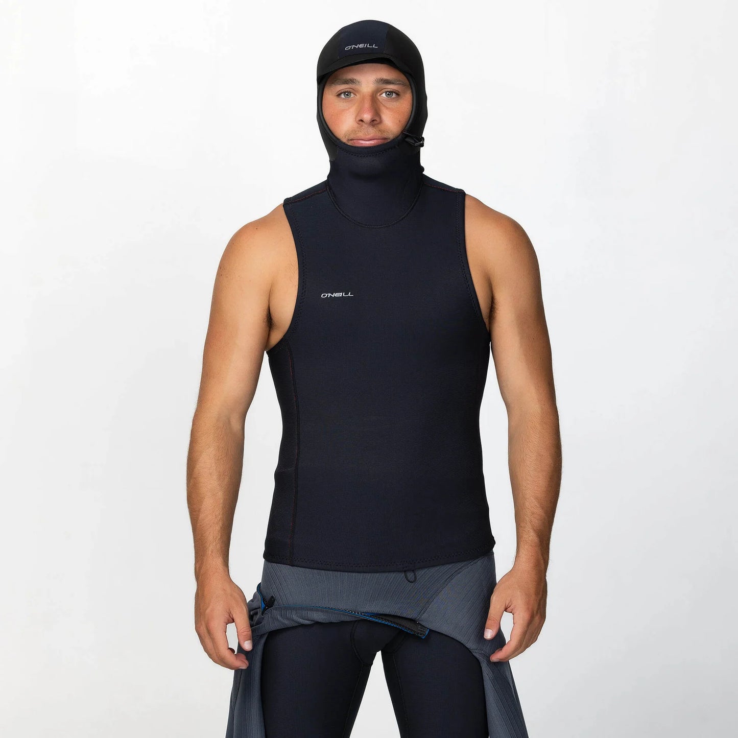 O'NEILL HYPER FIRE NO SLEEVE 1MM HOODED VEST - BLACK