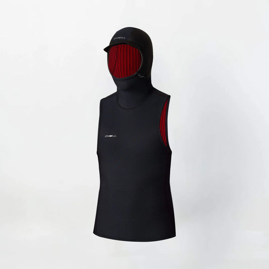 O'NEILL HYPER FIRE NO SLEEVE 1MM HOODED VEST - BLACK