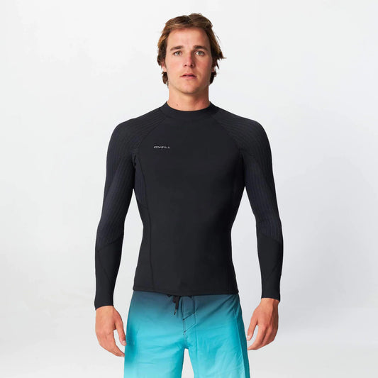 O'NEILL MENS HYPERFREAK 2MM LS WETSUIT JACKET - BLACK