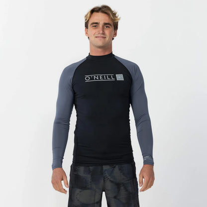 O'NEILL MENS REACTOR BLOCK LONG SLEEVE RASH VEST - ORION BLUE
