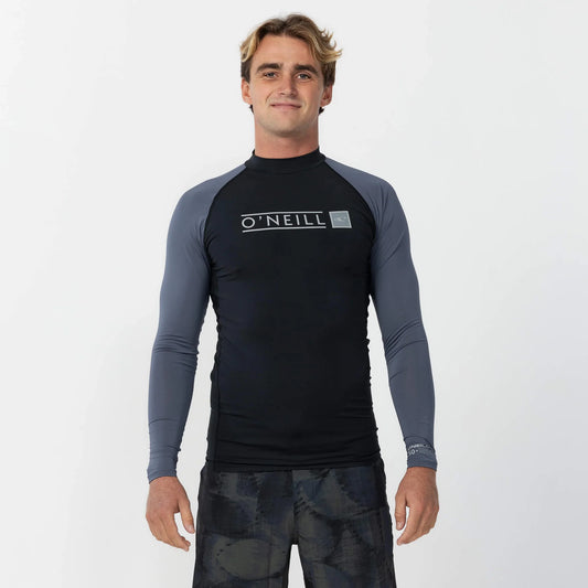 O'NEILL MENS REACTOR BLOCK LONG SLEEVE RASH VEST - ORION BLUE