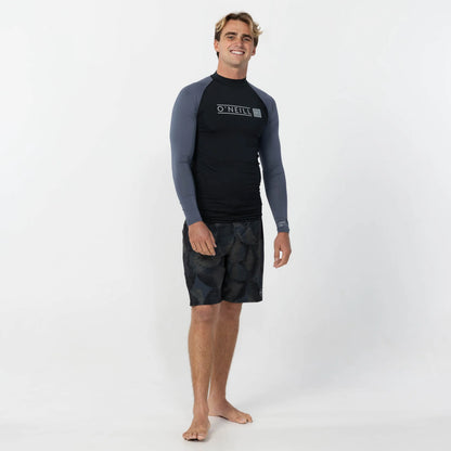 O'NEILL MENS REACTOR BLOCK LONG SLEEVE RASH VEST - ORION BLUE