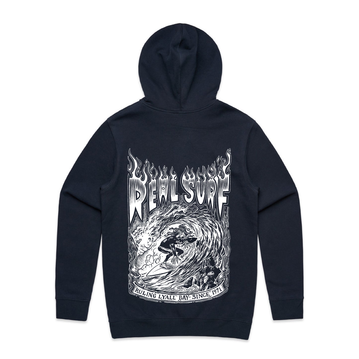 REAL SURF GOOFY FLAMES HOODIE - NAVY