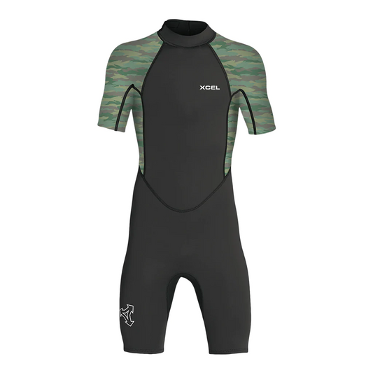 XCEL YOUTH AXIS 2MM S/S SPRINGSUIT BLACK/GREEN CAMO